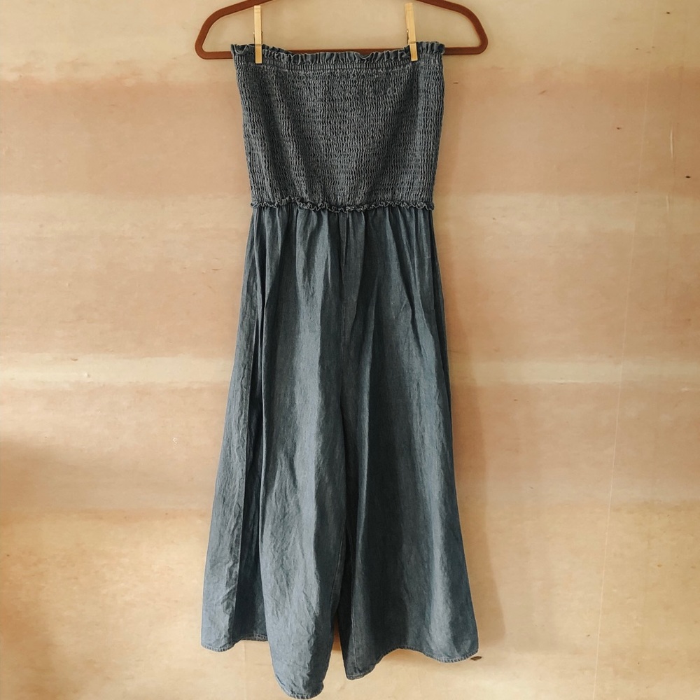 Smock top strapless jumpsuit